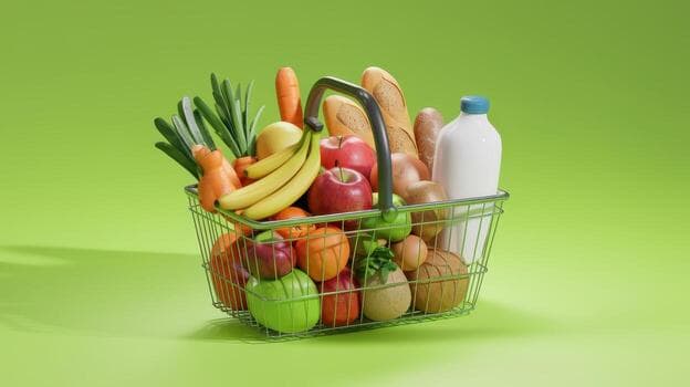 A basket of fresh groceries